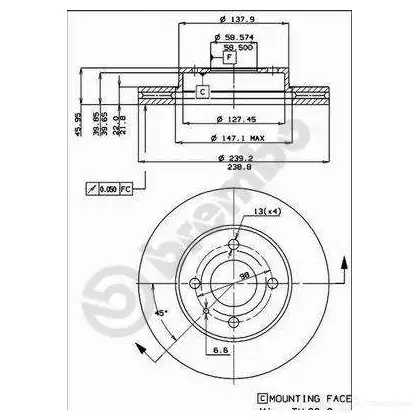 Тормозной диск BREMBO 789944 WX0CN 3 8020584314012 09314010 - Изображение 1