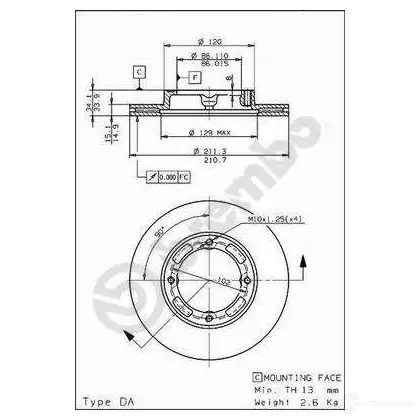 Тормозной диск BREMBO 0 RSLK 790263 09584810 8020584584811 - Изображение 1