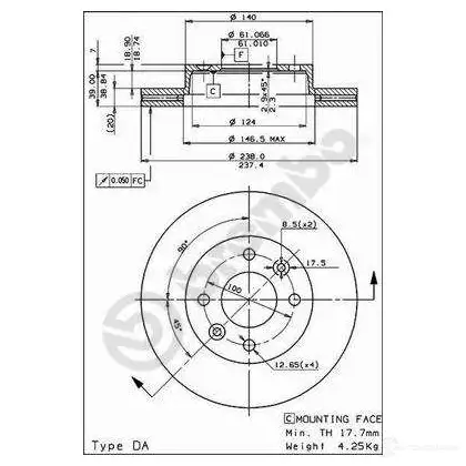 Тормозной диск BREMBO D38T B8 8020584492512 09492510 789996 - Изображение 1
