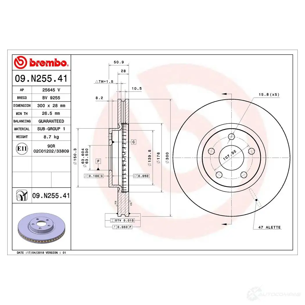 Тормозной диск BREMBO OH LAB88 1210324041 8020584232385 09n25541 изображение 0