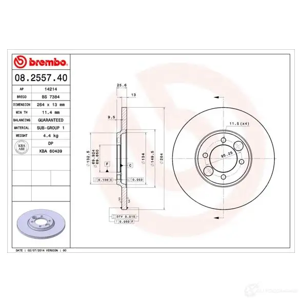 Тормозной диск BREMBO 8020584255742 VE CKI 08255740 789020 изображение 0