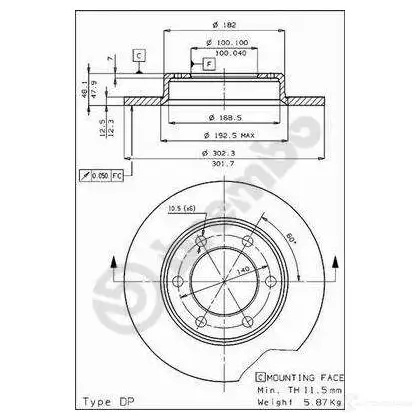 Тормозной диск BREMBO 8020584450413 08450410 789141 G8DO8N N изображение 0