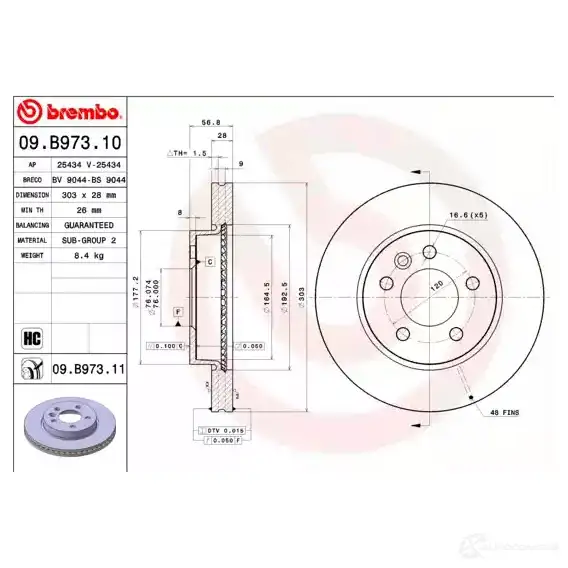 Тормозной диск BREMBO 8020584218716 791683 M3J J65F 09b97310 - Изображение 1