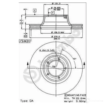 Тормозной диск BREMBO UJ0 T625 09294310 8020584294314 789922