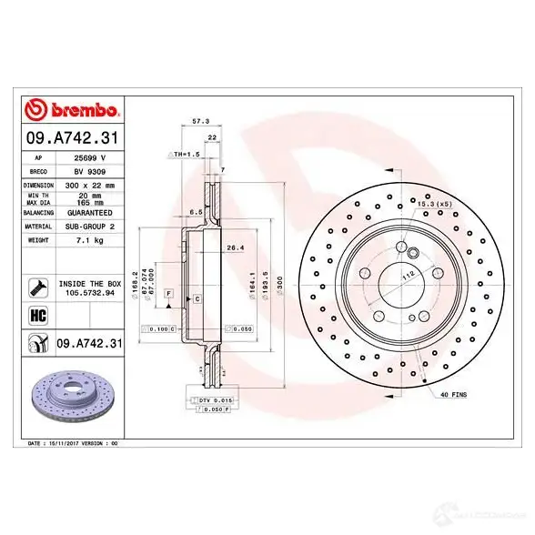 Тормозной диск BREMBO 09a74231 8020584228944 1422939203 9Q1 WA - Изображение 1