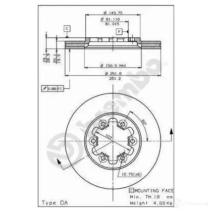 Тормозной диск BREMBO T 8M1Y4 8020584523216 09523210 790095 - Изображение 1
