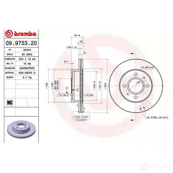 Тормозной диск BREMBO RXL23 S 791064 8020584975329 09975320 - Изображение 1