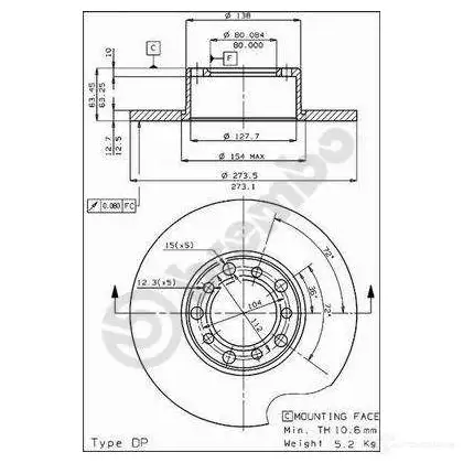 Тормозной диск BREMBO 8020584151129 08151120 788975 REF J8W изображение 0