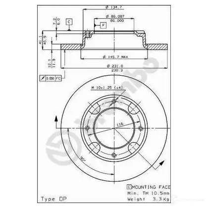 Тормозной диск BREMBO 789091 Z F551J2 8020584385418 08385410 изображение 0