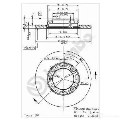 Тормозной диск BREMBO 08497410 MG6Y GYZ 8020584497418 789177 - Изображение 1
