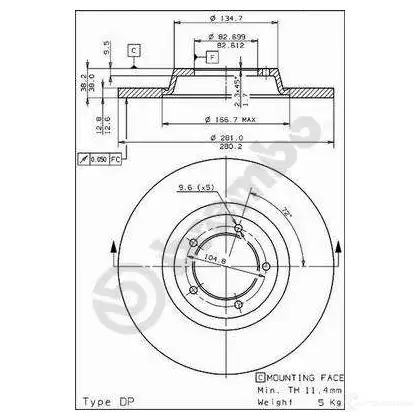 Тормозной диск BREMBO 8020584158012 OOR C7R6 788976 08158010 - Изображение 1