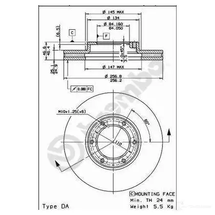Тормозной диск BREMBO 09c28510 791736 U 9D0N