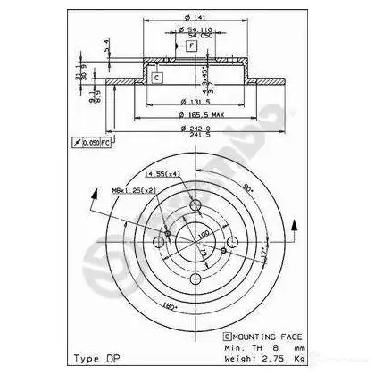Тормозной диск BREMBO 789550 8020584918012 08918010 UKM PPTO изображение 0