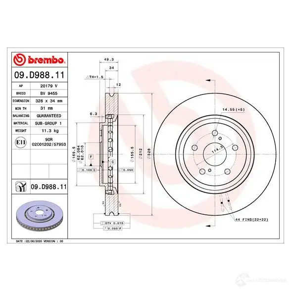 Тормозной диск BREMBO RR0 VSB 09.D988.11 1438329705 изображение 0