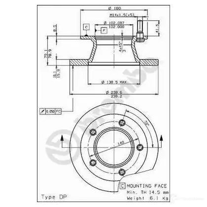 Тормозной диск BREMBO 789217 08518110 8020584518113 6Q0HCW D - Изображение 1