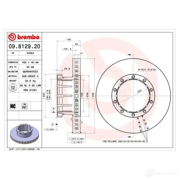 Тормозной диск BREMBO 23RK6 7 790617 8020584812921 09812920