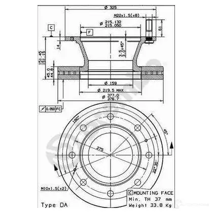 Тормозной диск BREMBO 790587 09792930 8020584792933 TWKP I