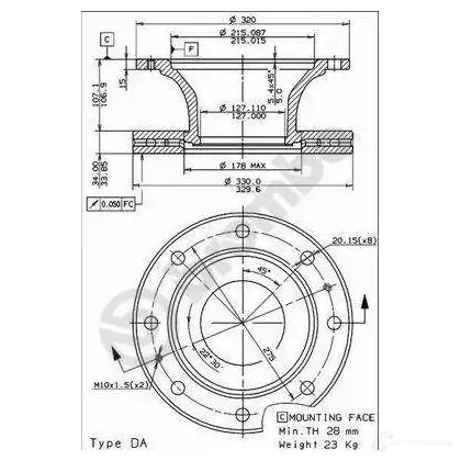 Тормозной диск BREMBO 790543 8020584780411 J YWNKT 09780410