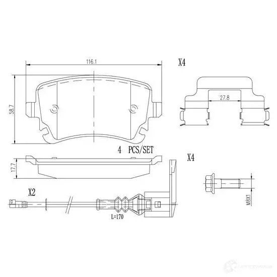 Тормозной шланг BREMBO 8432509656648 T 85 156 QP4N4 XQ 803555 изображение 0