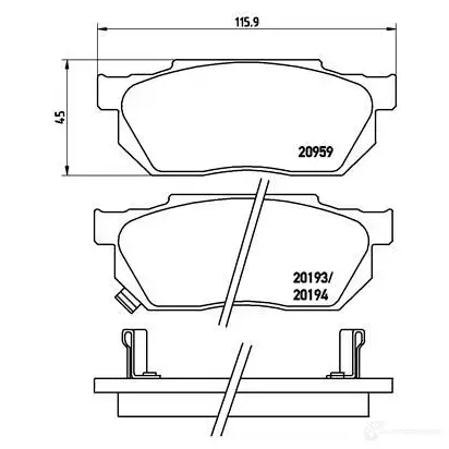 Тормозные колодки дисковые, комплект BREMBO 20194 20 193 800091 P 28 008 изображение 0