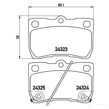Тормозные колодки дисковые, комплект BREMBO 24324 P 83 073 801008 2 4323 - Изображение 1