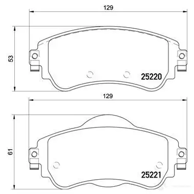 Тормозные колодки, комплект BREMBO 25221 800768 p61105 2 5220 изображение 4