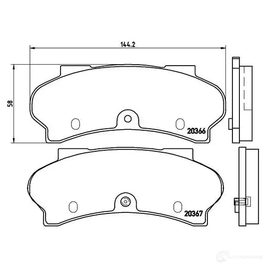 Тормозные колодки, комплект BREMBO p61011 20367 800690 2 0366 изображение 0