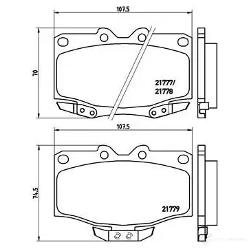 Тормозные колодки, комплект BREMBO 21778 p83026 800963 21 777 - Изображение 1