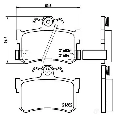 Тормозные колодки, комплект BREMBO 21683 21 682 800108 p28027 изображение 0