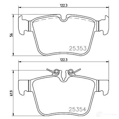 Тормозные колодки дисковые, комплект BREMBO 800463 253 53 P 50 122 25354 изображение 2