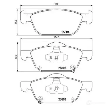 Тормозные колодки дисковые, комплект BREMBO 800138 P 28 076 25 804 25805 изображение 2