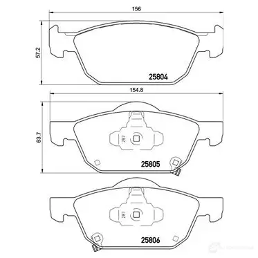 Тормозные колодки дисковые, комплект BREMBO 800138 P 28 076 25 804 25805 изображение 5