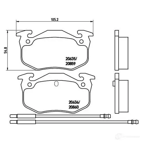 Тормозные колодки, комплект BREMBO p61029 20636 2063 5 800696 изображение 0