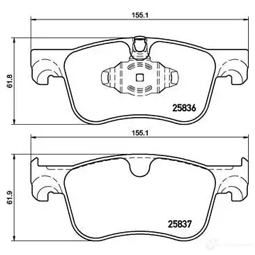 Тормозные колодки дисковые, комплект BREMBO 25837 800779 2583 6 P 61 116 изображение 0