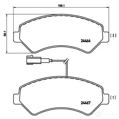 Тормозные колодки, комплект BREMBO 24467 p61094 24 466 800757 изображение 0