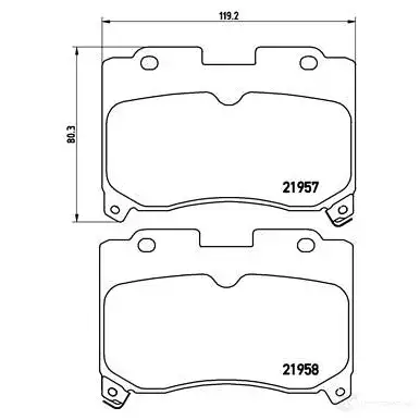 Тормозные колодки дисковые, комплект BREMBO 21958 801025 P 83 090 2195 7 - Изображение 1