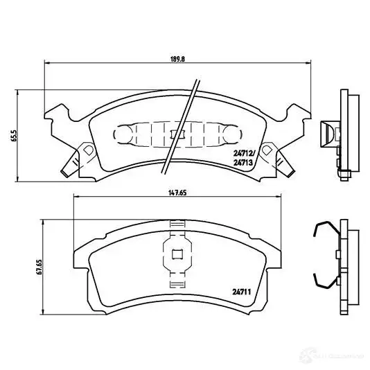 Тормозные колодки, комплект BREMBO 799765 24 711 p07004 24712 - Изображение 1