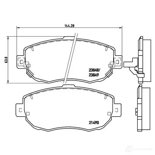 Тормозные колодки дисковые, комплект BREMBO 23848 800973 P 83 037 2149 0 изображение 4