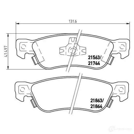 Тормозные колодки, комплект BREMBO 800222 p34003 215 63 21744 изображение 0