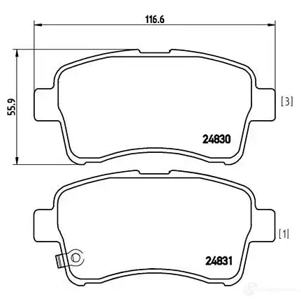 Тормозные колодки, комплект BREMBO p79021 2 4830 800938 24831 изображение 0