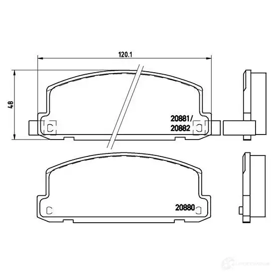Тормозные колодки, комплект BREMBO 800221 20 880 20881 p34002