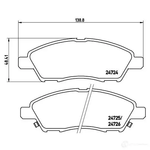 Тормозные колодки дисковые, комплект BREMBO 2 4724 24725 P 56 070 800589 - Изображение 1