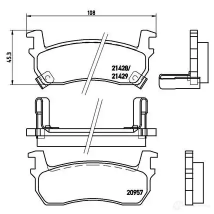 Тормозные колодки, комплект BREMBO 800576 p56057 21428 2 0957 изображение 1