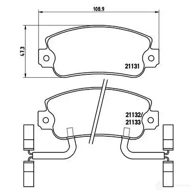 Тормозные колодки, комплект BREMBO 21132 799873 211 31 p23031