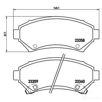 Тормозные колодки дисковые, комплект BREMBO 800634 P 59 028 2335 8 23359 - Изображение 1