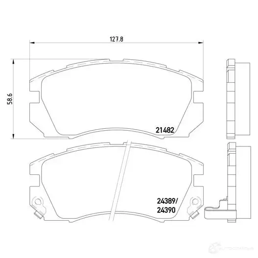 Тормозные колодки, комплект BREMBO p78007 21 482 24389 800906 изображение 1