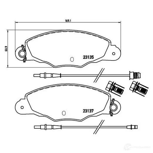 Тормозные колодки, комплект BREMBO 23137 2 3135 800724 p61061 - Изображение 1