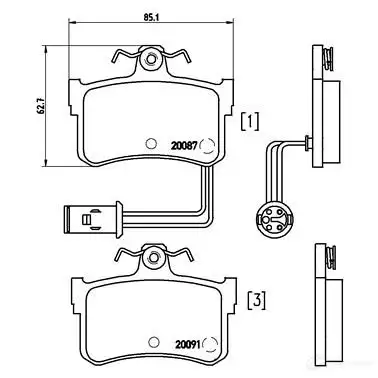 Тормозные колодки, комплект BREMBO 2 0087 800096 20091 p28015 изображение 1