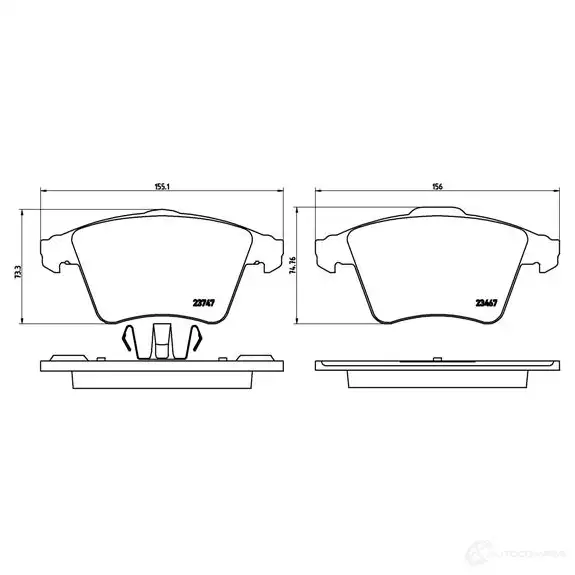 Тормозные колодки дисковые, комплект BREMBO 2346 7 801167 P 85 107 23747 изображение 5