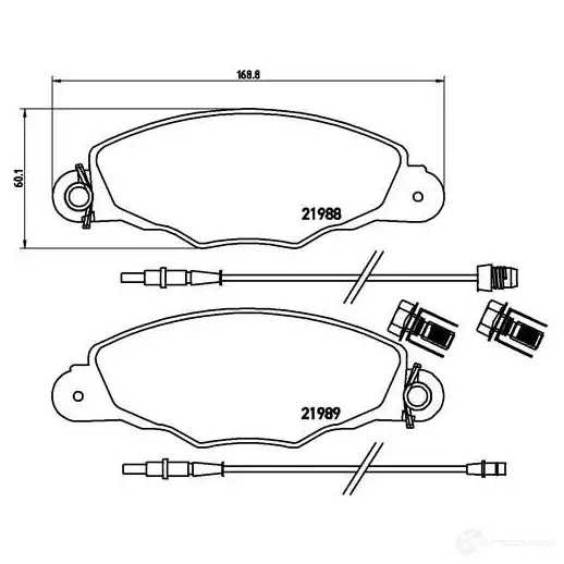 Тормозные колодки, комплект BREMBO 800765 21989 p61102 219 88 - Изображение 1